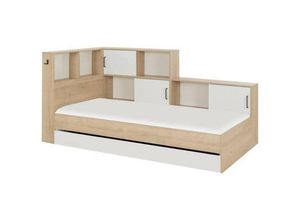 Mid.you Stauraumbett, Natur, Weiß, Holzwerkstoff,