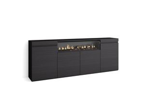 Skraut Home Sideboard,, Schwarz, Holzwerkstoff,