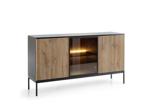 Komodee Sideboard, Schwarz, Eiche Wotan,