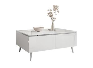 Lookway Couchtisch, Weiß Hochglanz, Metall,