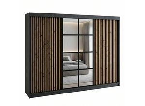A&J MöbelLand Schwebetürenschrank, Schwarz, Schwarz,