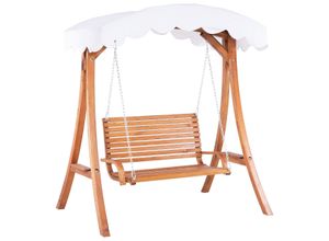 GARTENSCHAUKEL Lärchenholz dunkelbraun Sonnendach beige