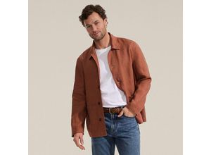 Premium Reinleinen-Hemdjacke, Herren, Braun,