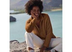 Plüschfleece-Pullover mit Reißverschluss für Damen