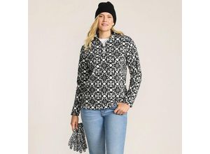 Gemusterter Fleece-Pullover mit Reißverschluss, Damen,