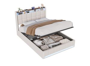 EuroLiving Polsterbett, Beige, Metall, 140x200