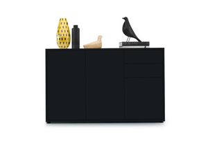 Vladon Kommode, Schwarz, Holzwerkstoff, 117x74x36