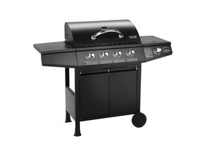 Taino Gasgrill, Schwarz, Metall, 126x103x50 cm, Grills & Outdoor-Küchen, Gasgrills