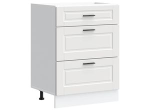 vidaXL Küchenunterschrank, Weiß, Holz, Strukturbuche,