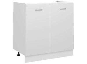 vidaXL Spülenunterschrank, Weiß, Holz, Rechteckig,
