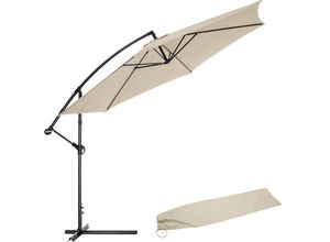 tectake Sonnenschirm, Beige, Textil, Rund,
