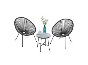Juskys Balkonmöbel-Set, Schwarz, Metall, 4,