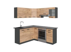 Vicco Eckküche, Honigeiche, Anthrazit, Holzwerkstoff,