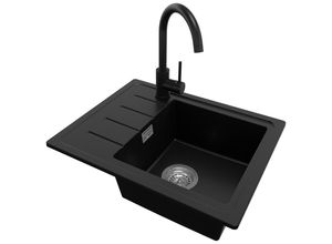 Primagran Granitspüle, Schwarz, Chrom, Schwarz,