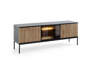 Graingold Tv-Schrank, Eiche Wotan, Metall,