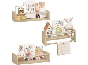 Woltu Kinder-Wandregal, Natur, Holz, Echtholz, Rechteckig, 40x15x14 cm, Kinderzimmer & Jugendzimmer, Kindermöbel, Kinderregale
