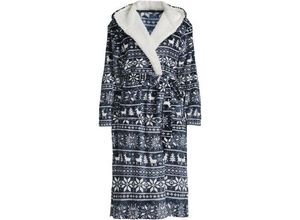 Fleece-Kapuzenmorgenmantel für Damen in Petite-Größe, Damen, size: petite, Blau, Polyester, by Lands' End