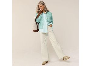 High Waist Jeans mit weitem Bein in Petite-Größe, Damen, size: petite, Elfenbein, Baumwoll-Mischung/Polyester-Mischung, by Lands' End