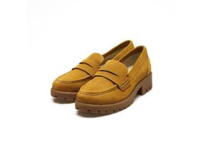 Leder-Pennyloafer mit Chunky Sohle für Damen, Damen, size: regular, Braun, Leder, by Lands' End