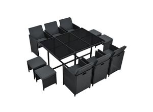 Juskys Polyrattan Sitzgruppe Baracoa XL 11-teilig – Gartenmöbel wetterfest, stapelbar für Garten