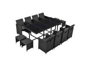 Juskys Polyrattan Sitzgruppe Baracoa XXL 13-teilig – Gartenmöbel wetterfest, stapelbar für Garten