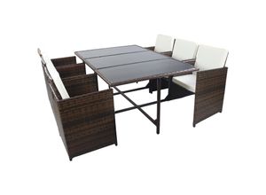 VCM 7-tlg Gartenmöbel Set Sitzgruppe Essgruppe 1xTisch, 6x Stühle Tisch Maße ca. H. 72 x B. 170 x T. 110 cm Rattan Garten Set - Raloso