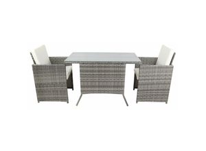 VCM 3-tlg Gartenmöbel Set Sitzgruppe Essgruppe 1xTisch, 2x Stühle Tisch Maße ca. H. 74 x B. 114 x T. 64 cm Rattan Garten Set - Raloso