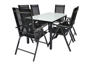 VCM 7-tlg Gartenmöbel Set Sitzgruppe Essgruppe 1xTisch, 6x Stühle Tisch Maße ca. H. 76 x B. 140 x T. 80 cm Garten Set – Stühle 140 MA
