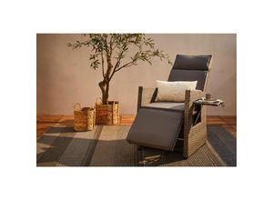 Ambia Garden Garten-Relaxsessel , Grau , Metall, Kunststoff, Textil , Füllung: Schaumstoff , 57x73x105 cm , integrierter Tisch , Gartenmöbel,