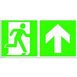 SafetyMarking® Rettungszeichen-Aufkleber "Notausgang rechts mit Zusatzzeichen: Richtungsangabe aufwärts bzw. geradeaus" rechteckig 30,0 x 15,0 cm