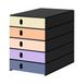 styro Schubladenbox styroval pro Emotions Sonnenaufgang gelb, orange, rosa, lila DIN C4 mit 5 Schubladen