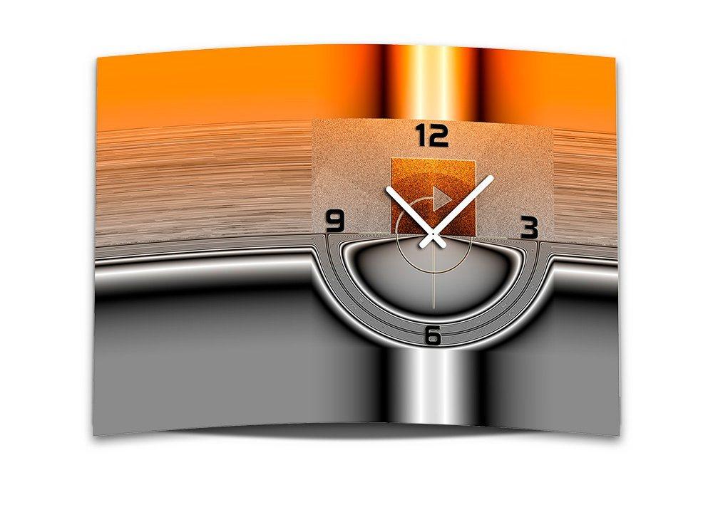 dixtime Wanduhr Wanduhr XXL 3D Optik Dixtime abstrakt orange grau 50x70 cm leises (Einzigartige 3D-Optik aus 4mm Alu-Dibond)