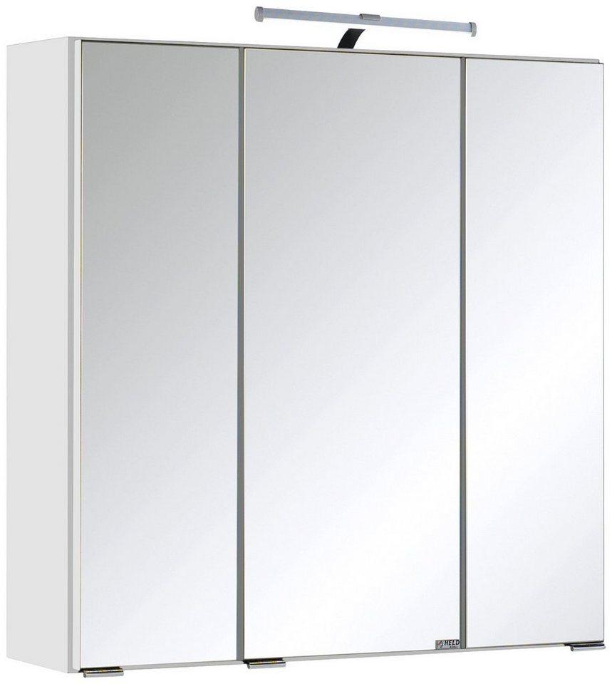 HELD MÖBEL Spiegelschrank Texas Spiegel Badmöbel Badschrank Badspiegel Bestseller mit 3 Türen, Breite 60cm, wahlweise mit LED, Badezimmerspiegelschrank, weiß
