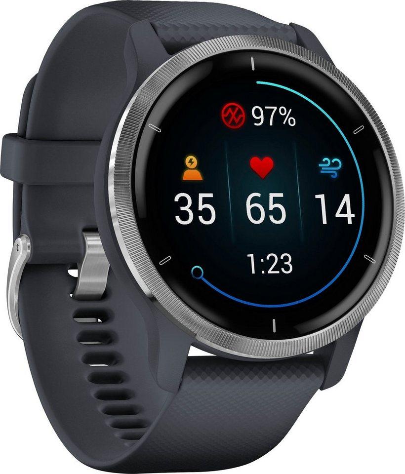 Garmin Venu 2 Smartwatch (3,3 cm/1,3 Zoll), 25 vorinstallierten Sport-Apps, grau
