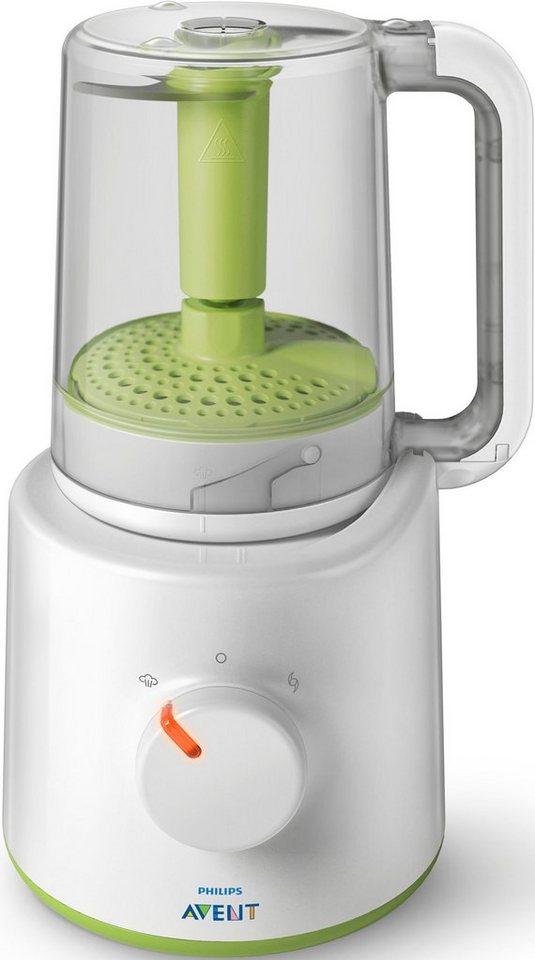 Philips AVENT Babynahrungszubereiter SCF870/20, 400 W, 2-in-1, Dampfgaren und Mixen, mit 12 altersgerechten Rezepten, grün|weiß