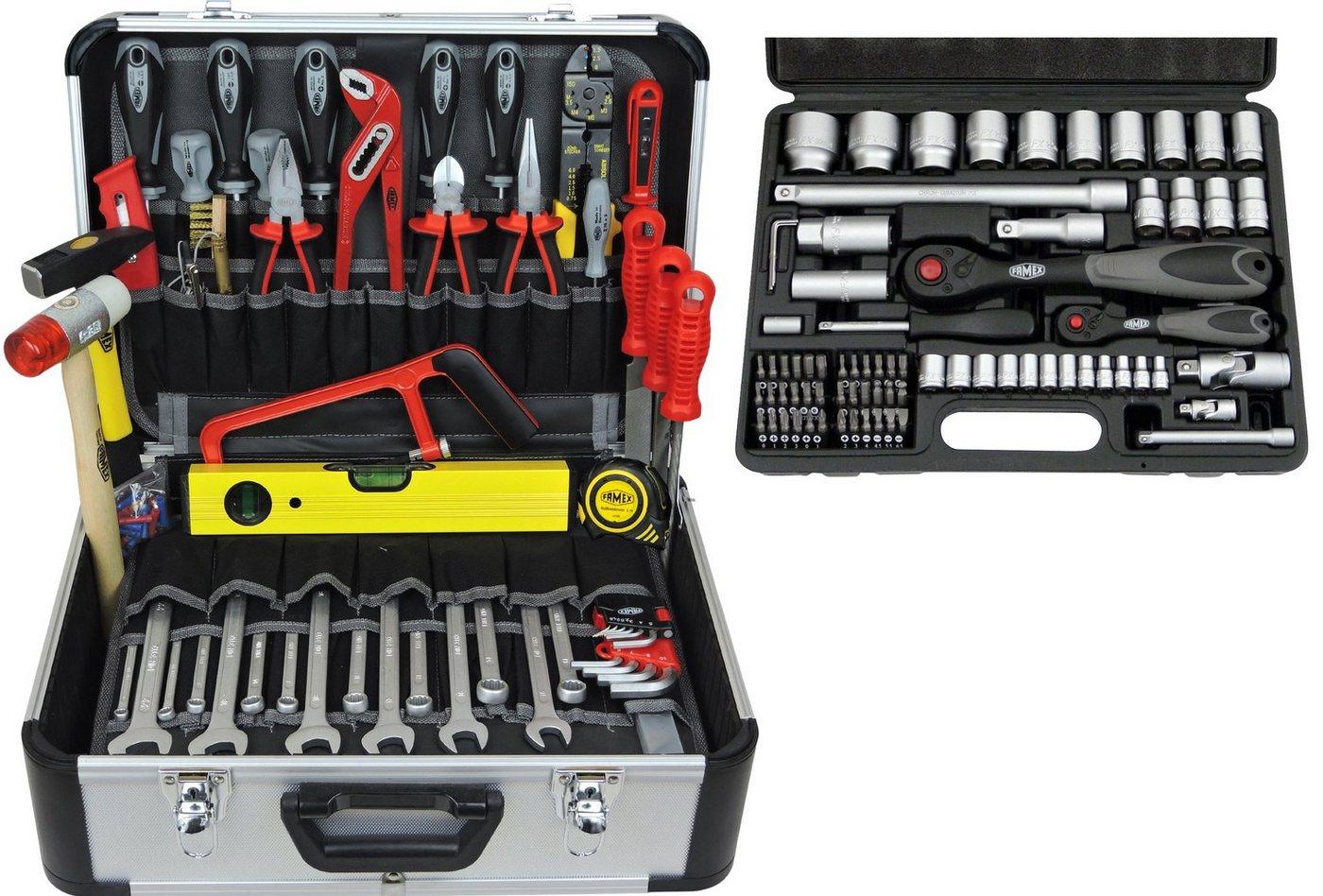 FAMEX Werkzeugset 423-47 Profi Alu Werkzeugkoffer gefüllt mit Werkzeug