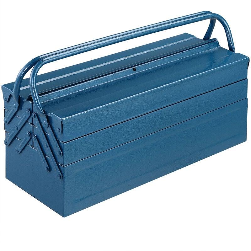Werkzeugkoffer leer groß Stahl 5-teilig Werkzeugkasten Werkzeugbox Werkzeugkiste Werkzeug Montage Koffer blau 530x200x200mm - Deuba