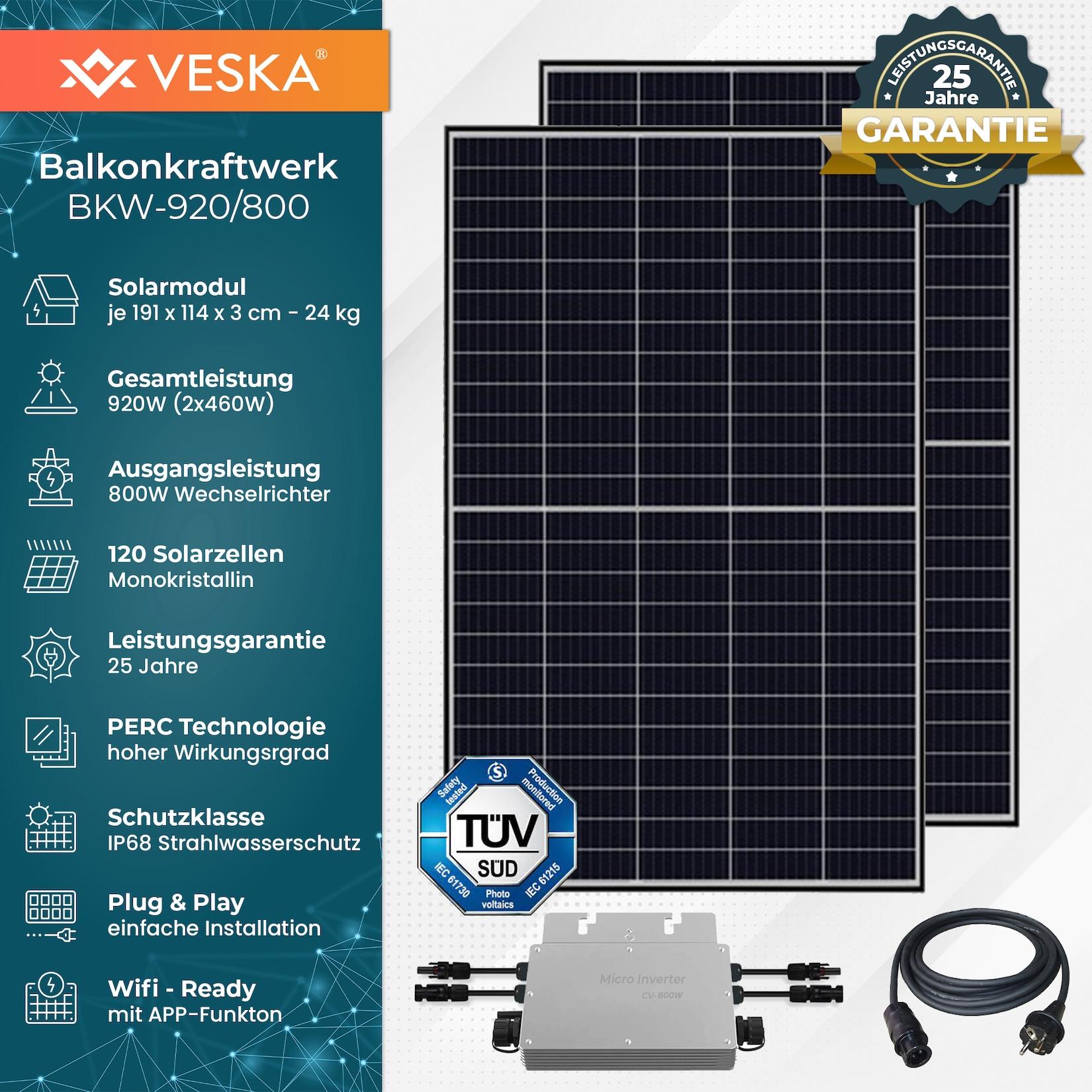 Balkonkraftwerk 1000/800W Bifazial Photovoltaik Solaranlage WIFI Smarte Mini-PV Anlage