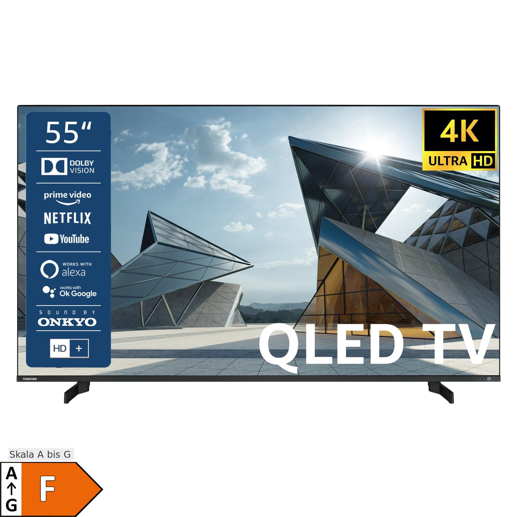 Toshiba 55QL5D63DAY 55 Zoll QLED Fernseher, Smart TV, 4K Ultra HD, HDR Dolby Vision, inkl. 6 Monate HD+