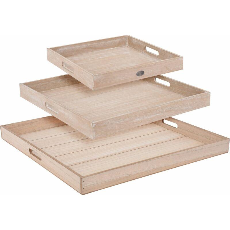 Xxl Holz Tablett-Set 3tlg Serviertablett Betttablett Hockertablett Dekotablett