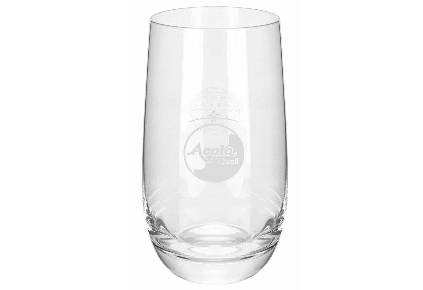 AcalaQuell Glas Valentin 350 ml Trinkglas mit Gravur Blume des Lebens