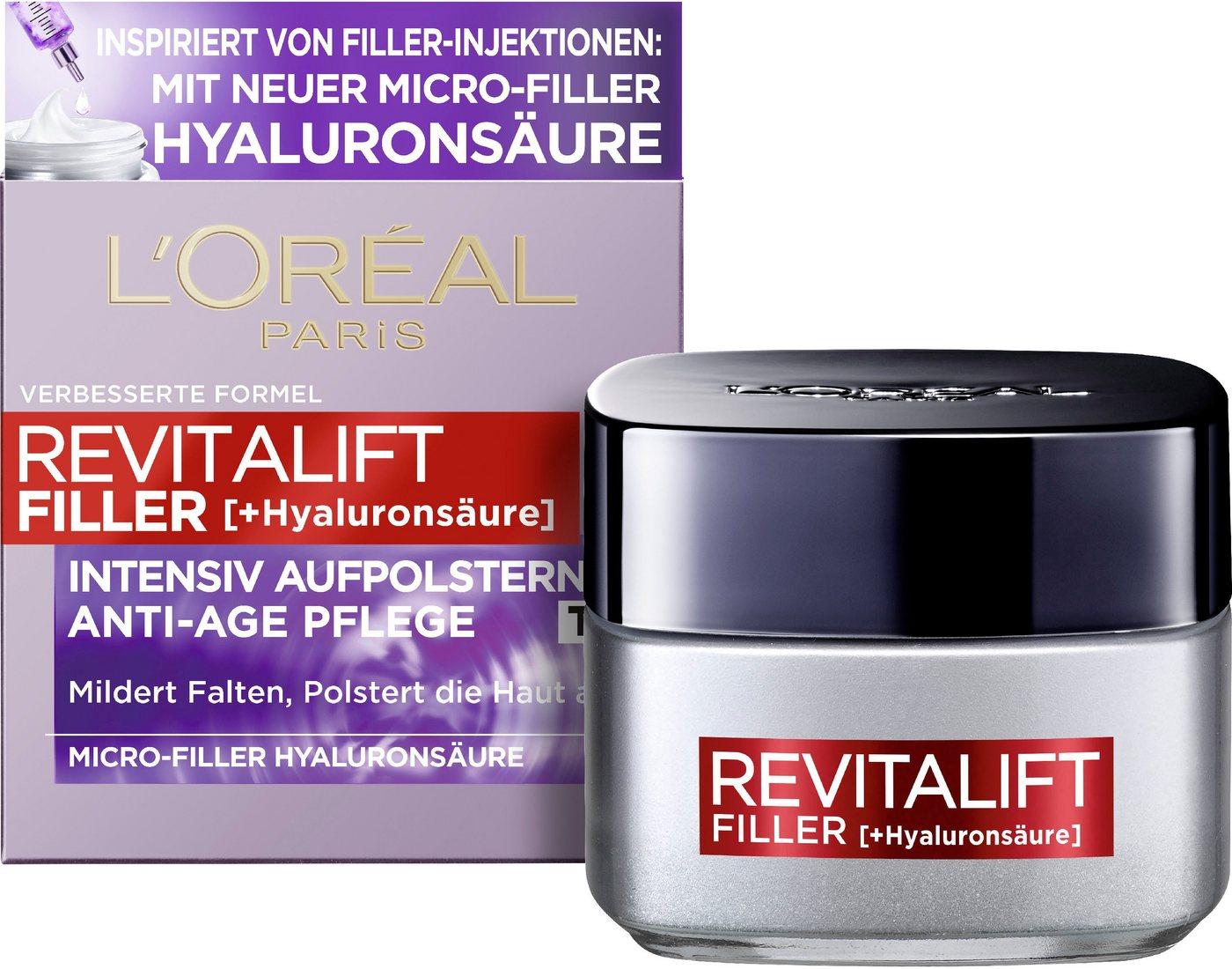 L'ORÉAL PARIS Anti-Aging-Creme RevitaLift Filler Tag, mit hochkonzentrierter Hyaluronsäure, silberfarben