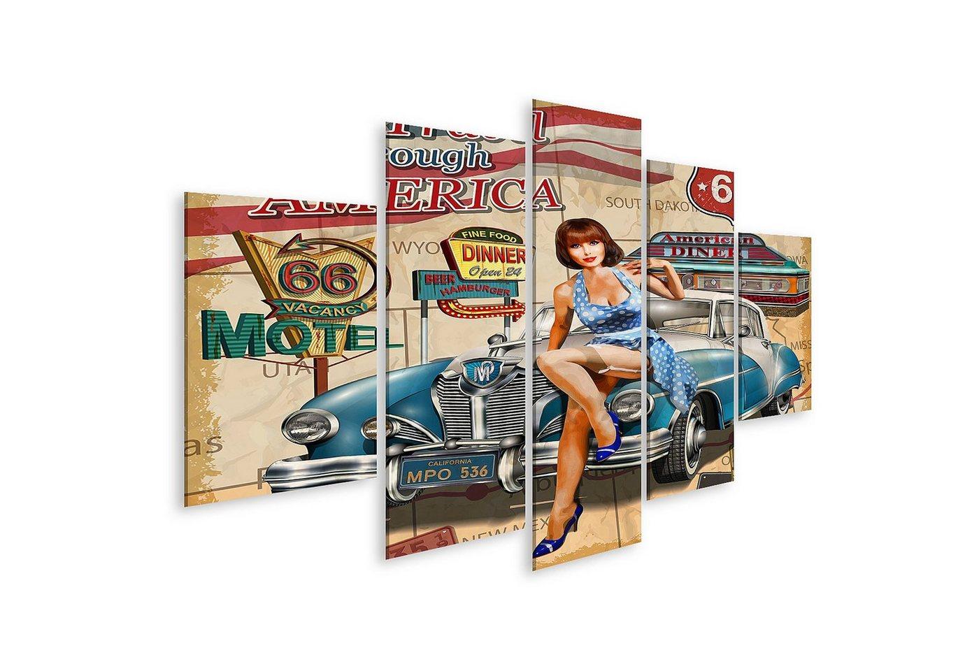 islandburner Leinwandbild Bild auf Leinwand Auto Reisen durch Amerika Vintage Poster Wandbild Po
