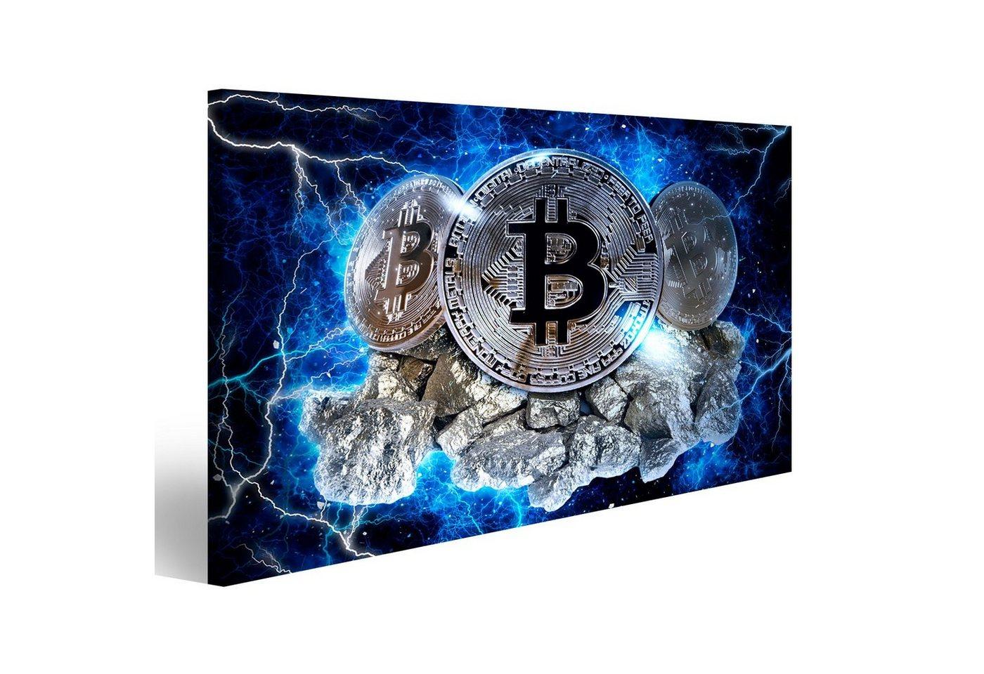 islandburner Leinwandbild Bild auf Leinwand Bitcoin Münze Crypto Währung V3 Wandbild Leinwandbil