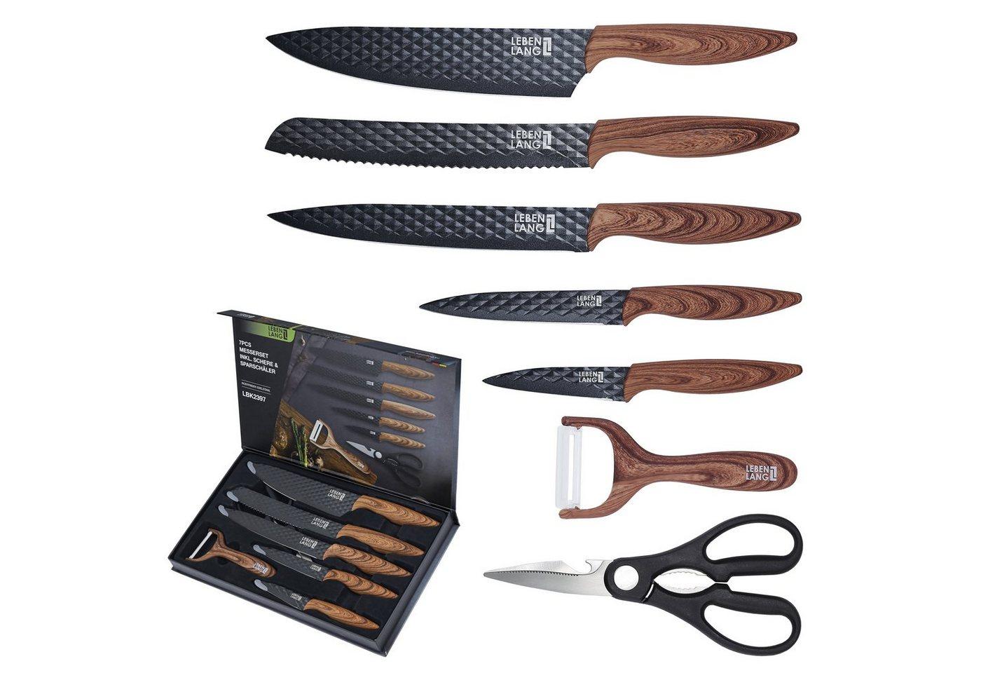 Lebenlang Messer-Set Küchen Zubehör Messerset 7 Teilig Küchenmesser Set (Inkl. hochwertiger Geschenkverpackung)