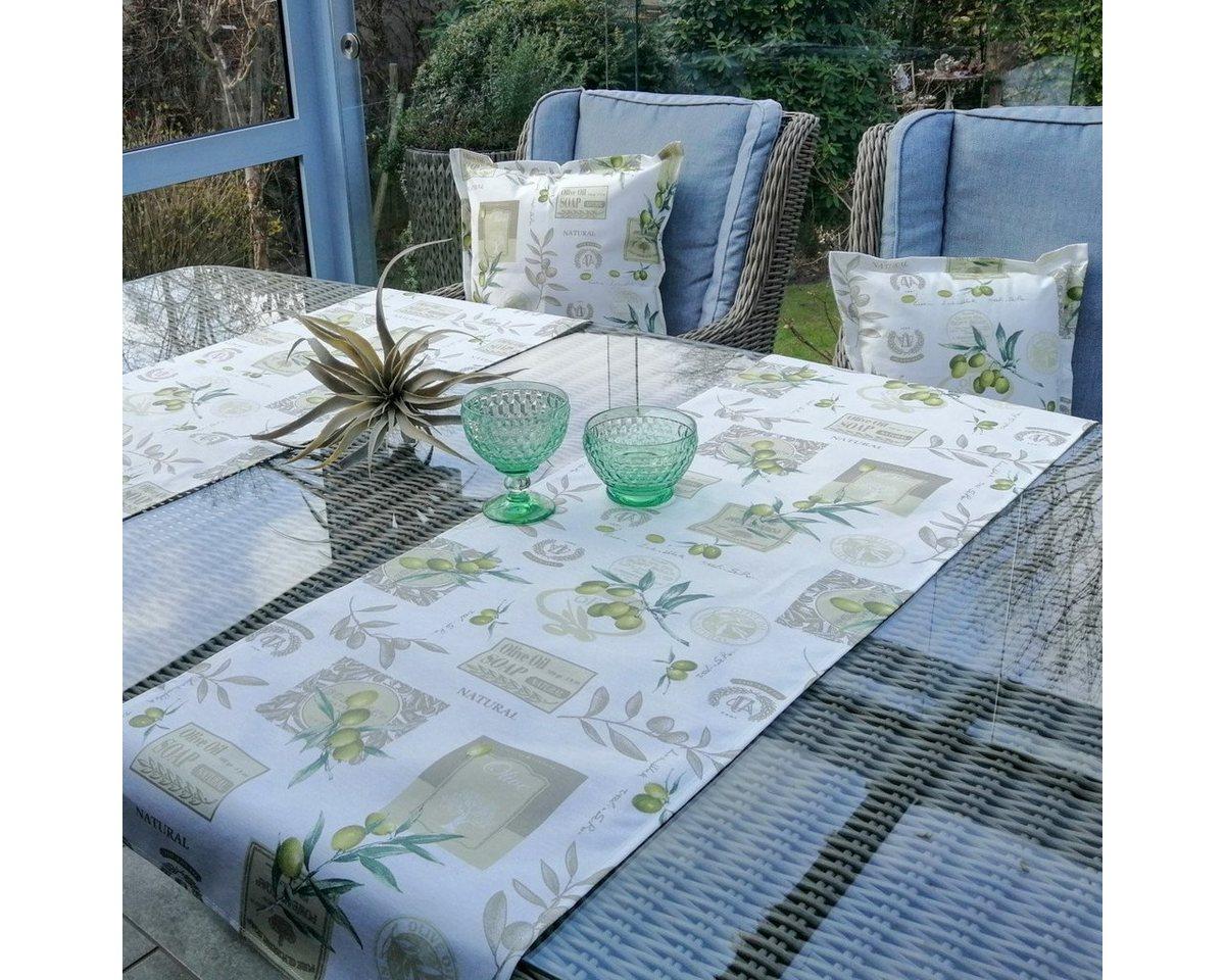 Mit Liebe dekoriert Tischläufer Tischläufer für den Garten Oliven Wasserabweisend