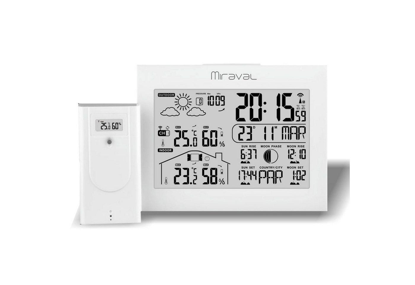 Miraval LCD Funk-Wetterstation mit Außensenor Funkwetterstation (Temperaturanzeige Datumsanzeige Alarm Displaybeleuchtung Hygrometer)