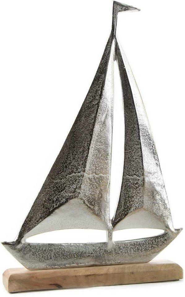Logbuch-Verlag Dekofigur Segelschiff Figur aus Metall Silber auf Holzsockel (1 St)