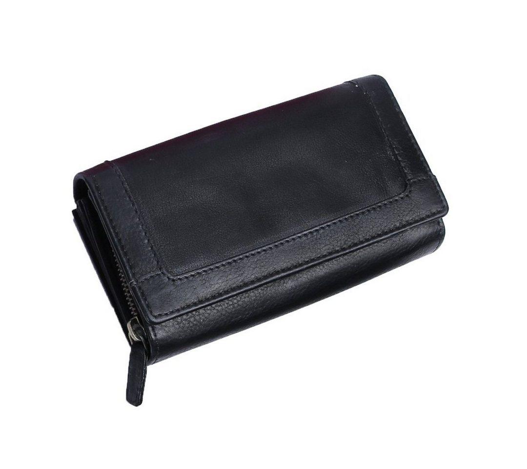 SHG Geldbörse ☼ Damen Geldbörse Leder Portemonnaie Brieftasche Geld Etui Geldbeutel (schwarz)