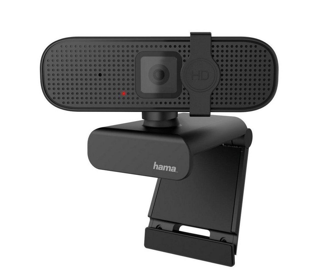 Hama PC Webcam für Laptop PC, Streaming, Chatten mit Mikrofon, Windows Mac Full HD-Webcam (Full HD, Plug & Play, verschließbare Linse, Standfuß, Stativgewinde, drehbar), schwarz